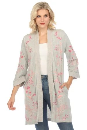 Johnny Was JWLA Grey Jersey Kimono Coat Boho Chic J17724