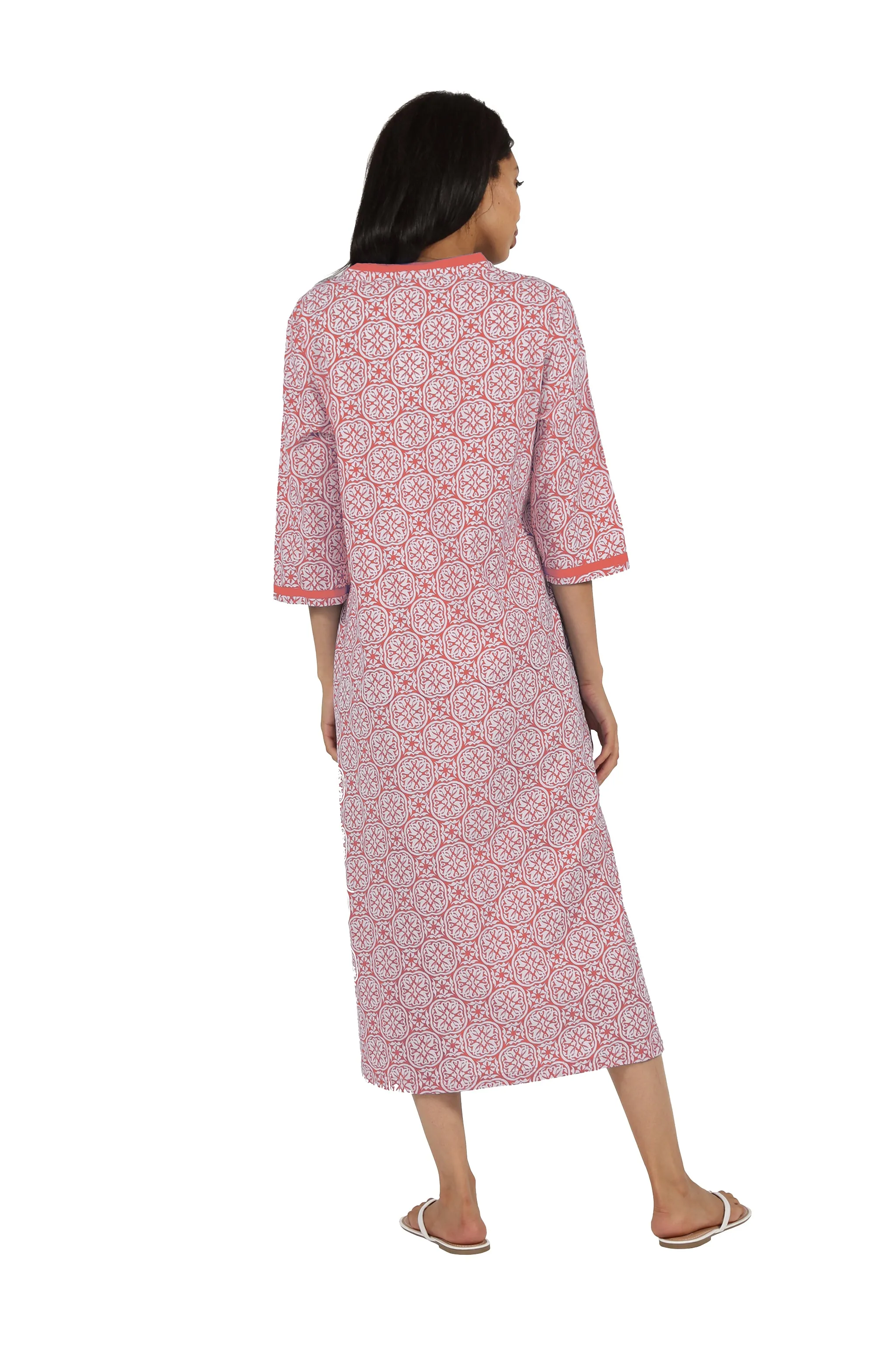 La Cera 100% Cotton Geo Printed Caftan