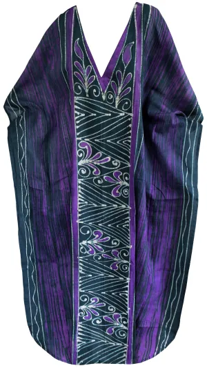 LA LEELA Cotton Batik Printed Women's Kaftan Kimono Summer Beachwear Cover up Dress Green_D274