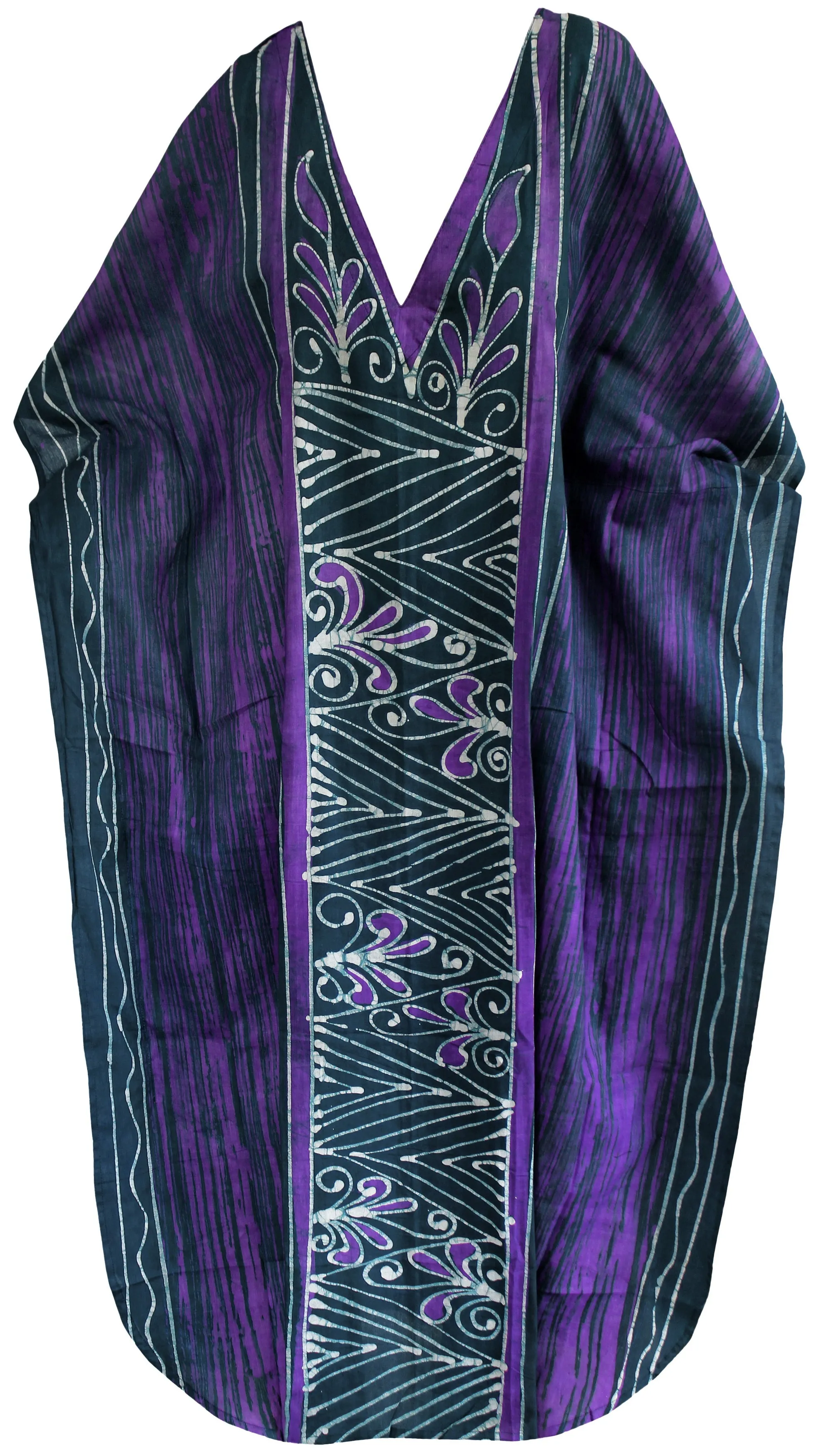 LA LEELA Cotton Batik Printed Women's Kaftan Kimono Summer Beachwear Cover up Dress Green_D274
