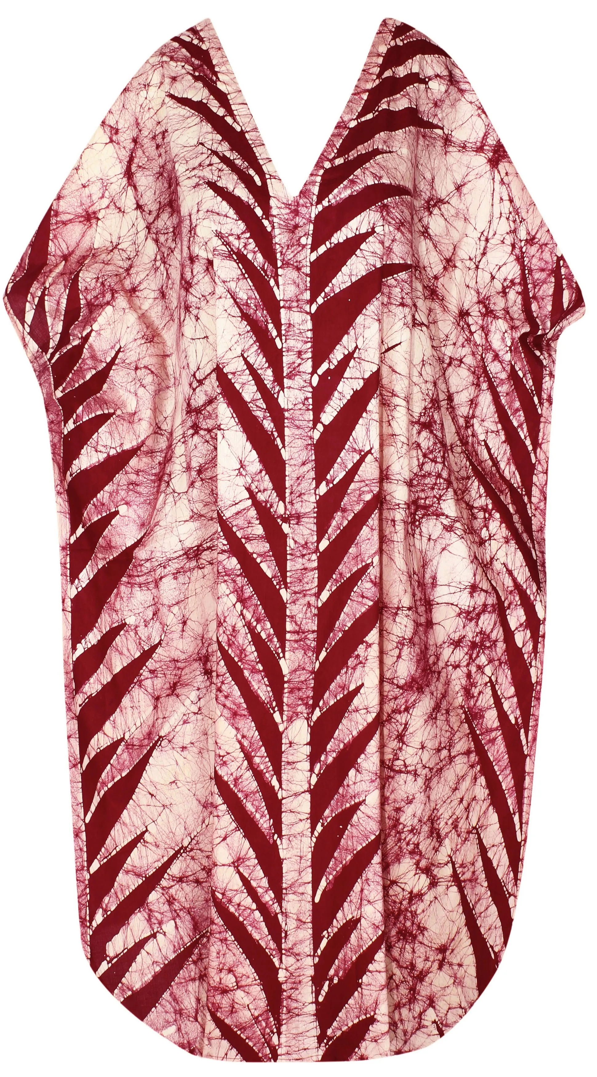 LA LEELA Cotton Batik Printed Women's Kaftan Kimono Summer Beachwear Cover up Dress  Maroon_X895