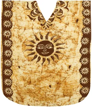 LA LEELA Cotton Batik Printed Women's Kaftan Kimono Summer Beachwear Cover up Dress OSFM 14-18W [L- 2X] Brown_R967