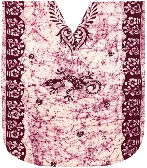 LA LEELA Cotton Batik Printed Women's Kaftan Kimono Summer Beachwear Cover up Dress OSFM 14-18W [L- 2X] Maroon_P303