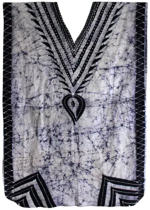 LA LEELA Cotton Batik Printed Women's Kaftan Kimono Summer Beachwear Cover up Dress OSFM 14-18W [L- 2X] Navy Blue_Q331