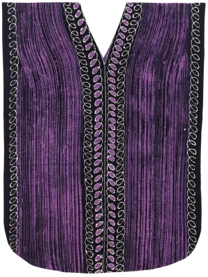 LA LEELA Cotton Batik Printed Women's Kaftan Kimono Summer Beachwear Cover up Dress OSFM 14-18W [L- 2X] Scary Purple_D259