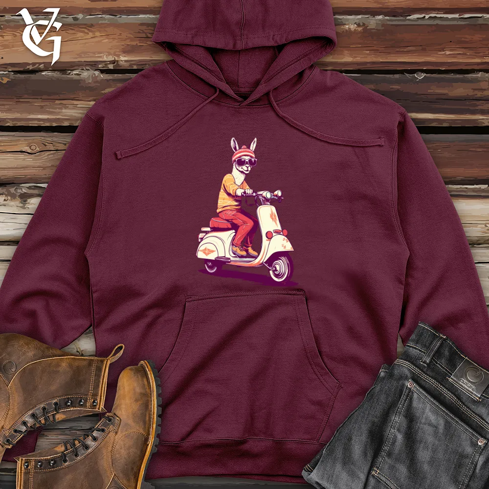 Llama Scooter Cruise Midweight Hooded Sweatshirt