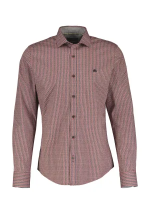 Long Sleeve Print Shirt - Deep Garnet Red