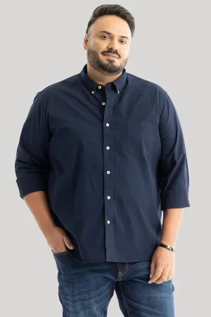 Lucia Navy Plain Plus Size Shirts