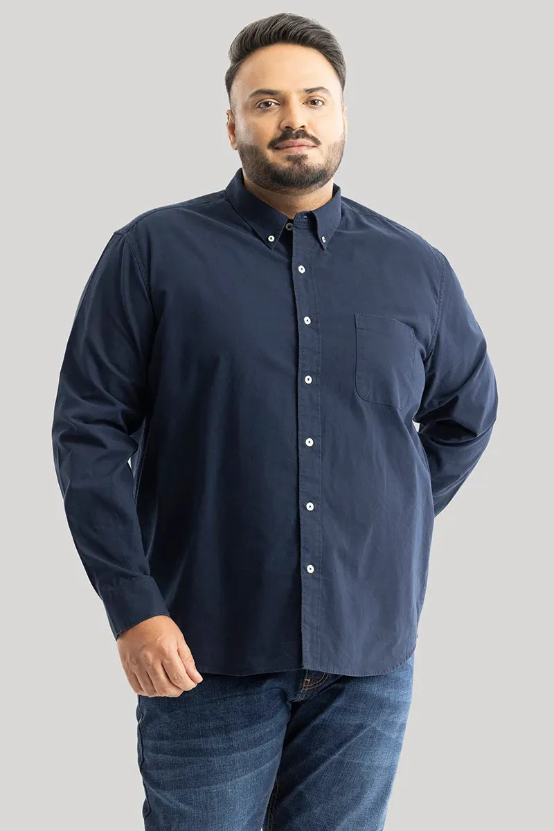 Lucia Navy Plain Plus Size Shirts