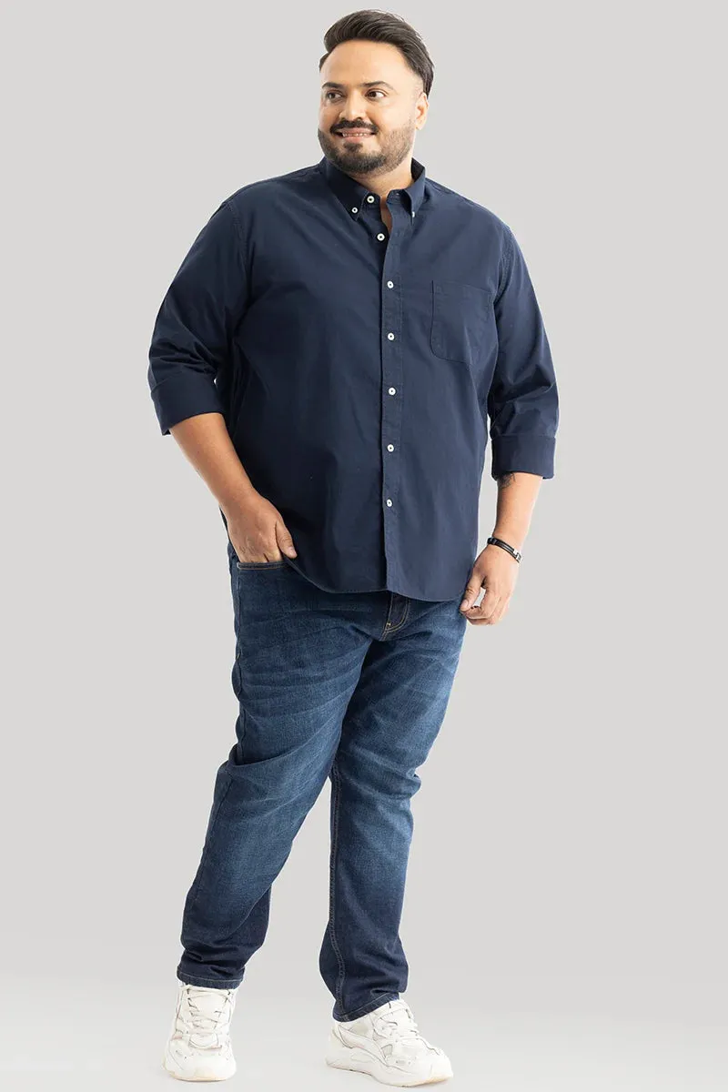 Lucia Navy Plain Plus Size Shirts