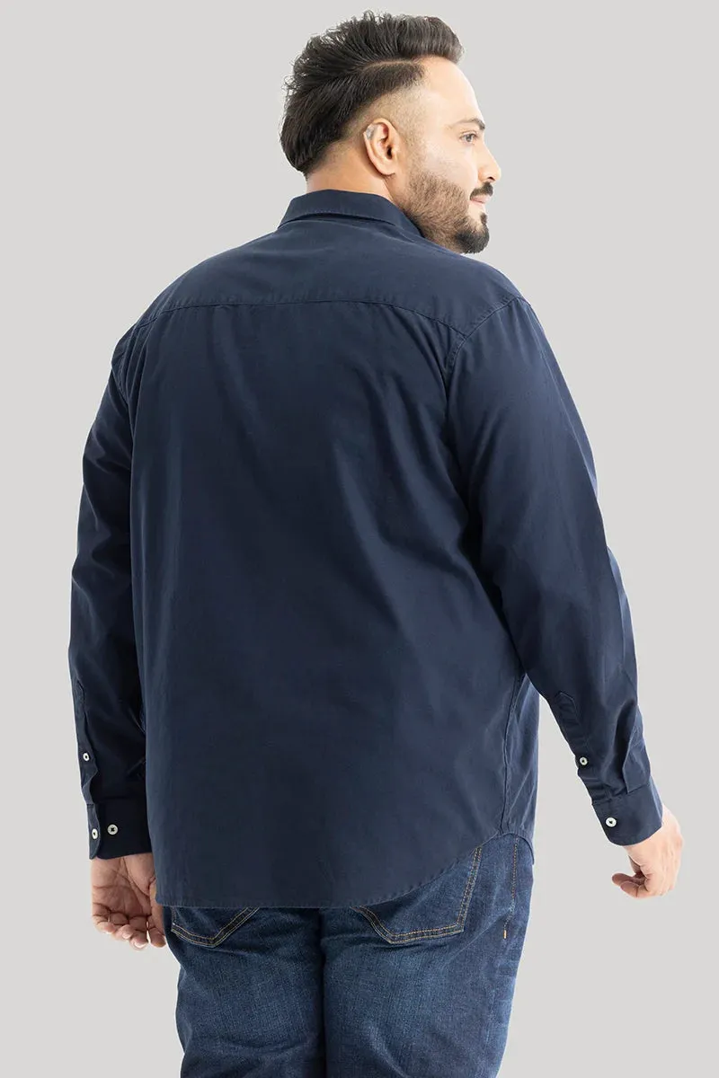 Lucia Navy Plain Plus Size Shirts