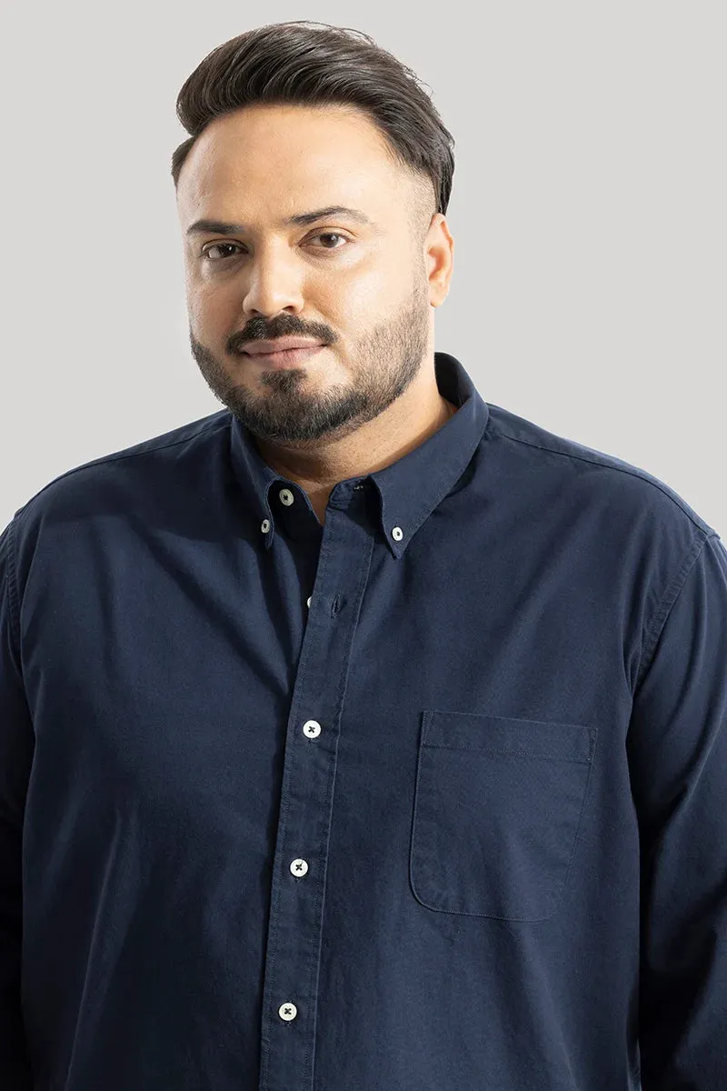 Lucia Navy Plain Plus Size Shirts