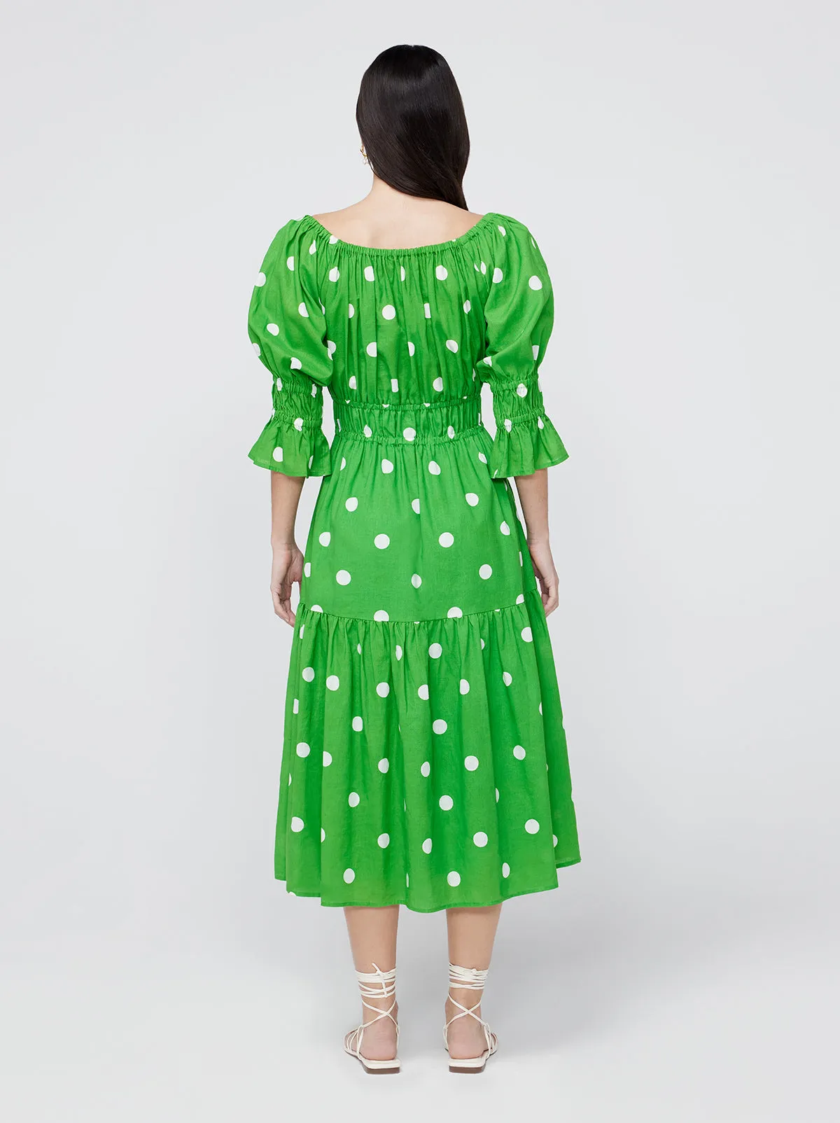 Margot Green Polka Dot Midi Dress
