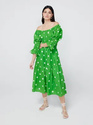 Margot Green Polka Dot Midi Dress