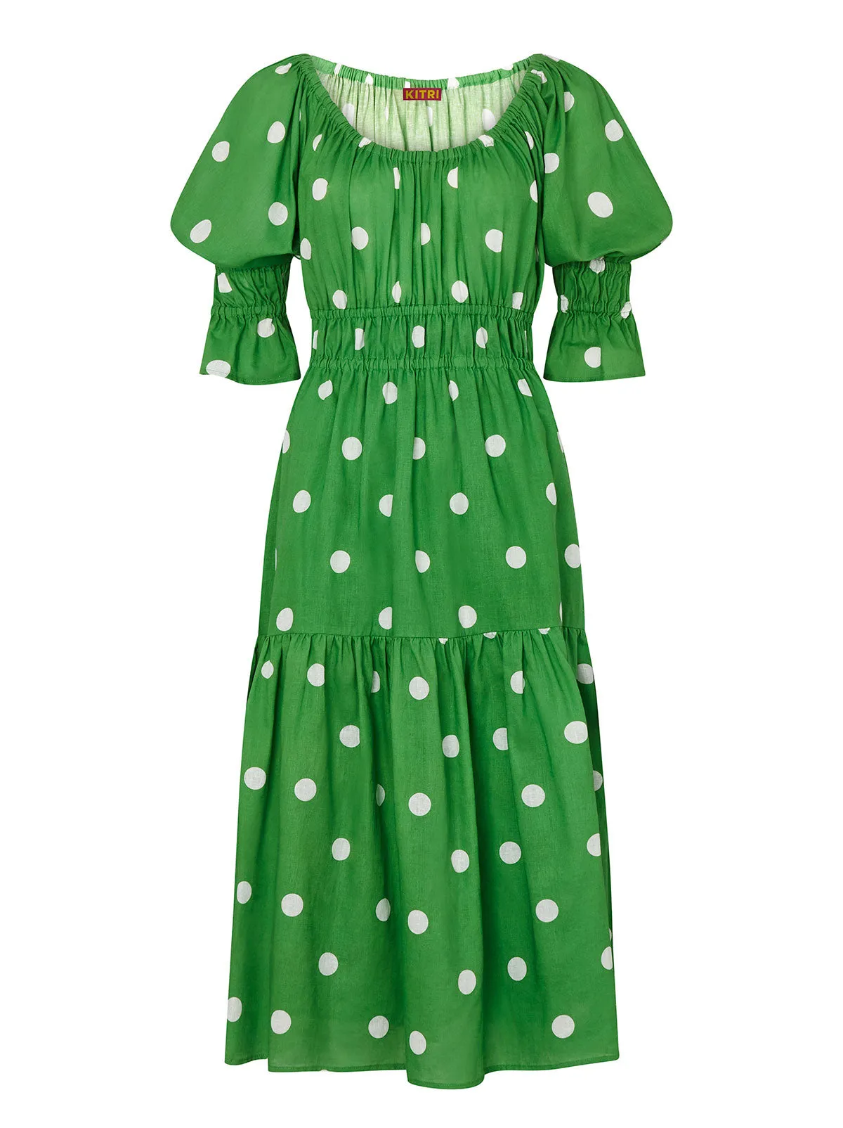 Margot Green Polka Dot Midi Dress