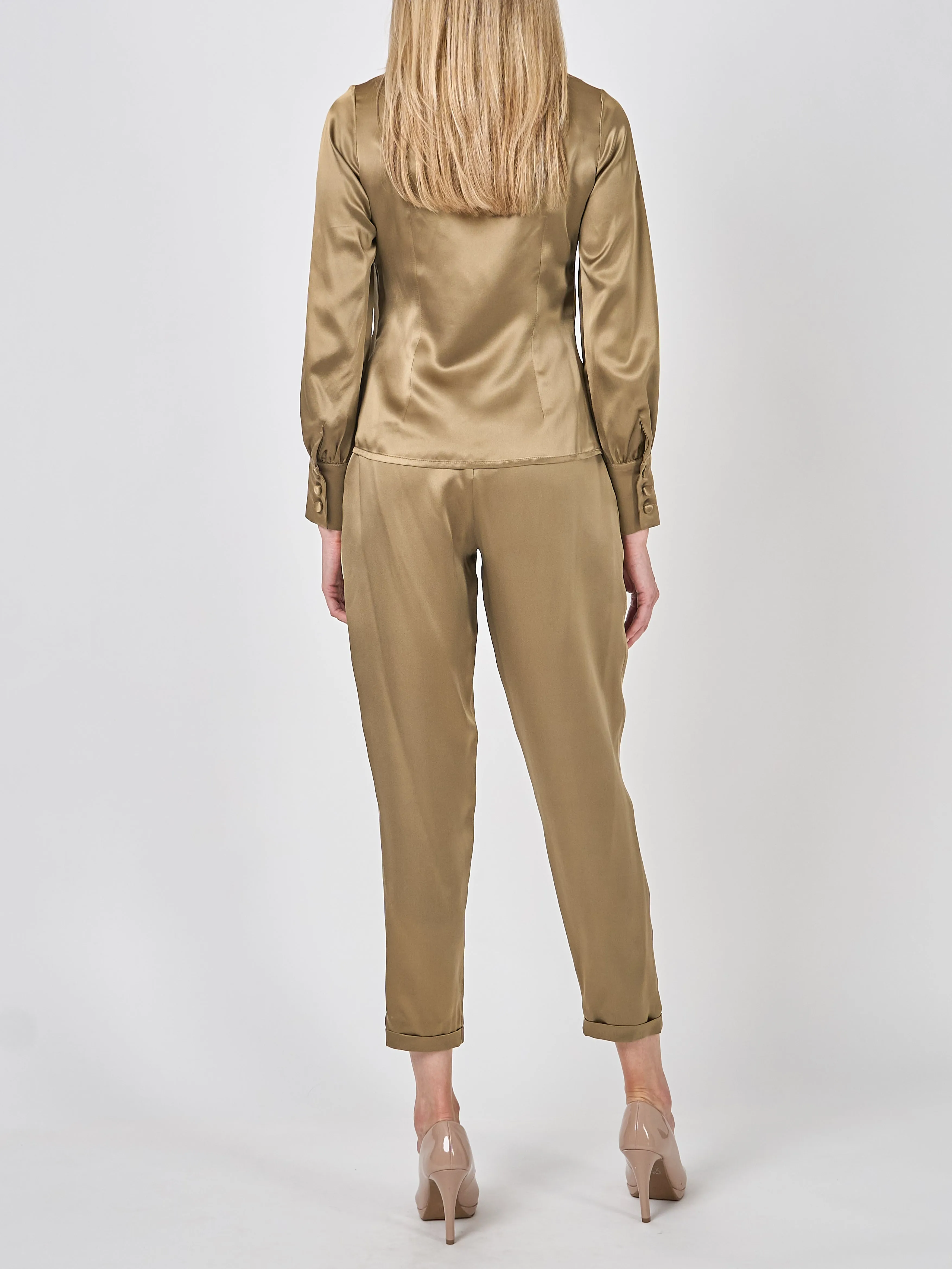 Megan Blouse Hay Gold Silk Crepe Satin