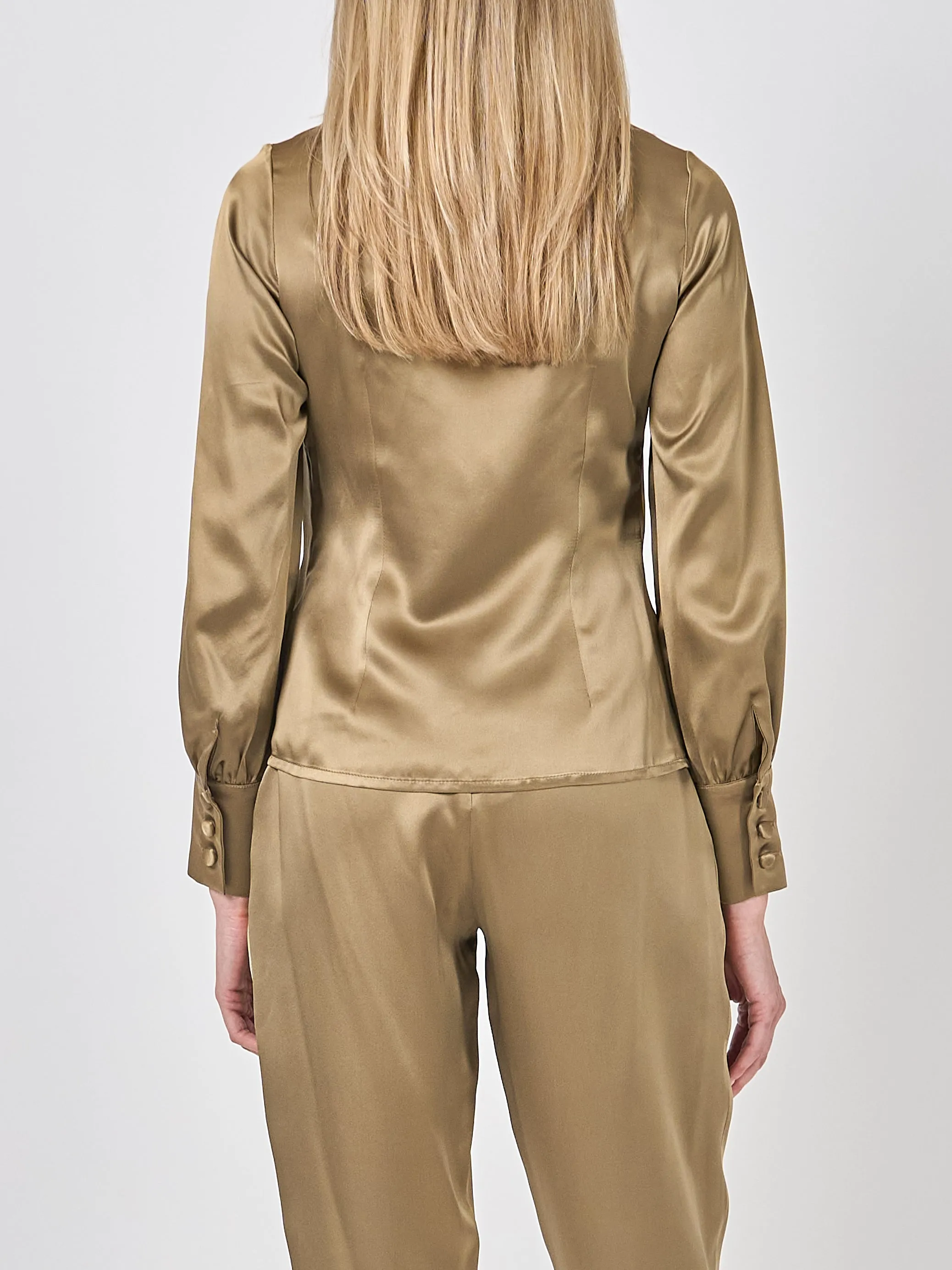 Megan Blouse Hay Gold Silk Crepe Satin
