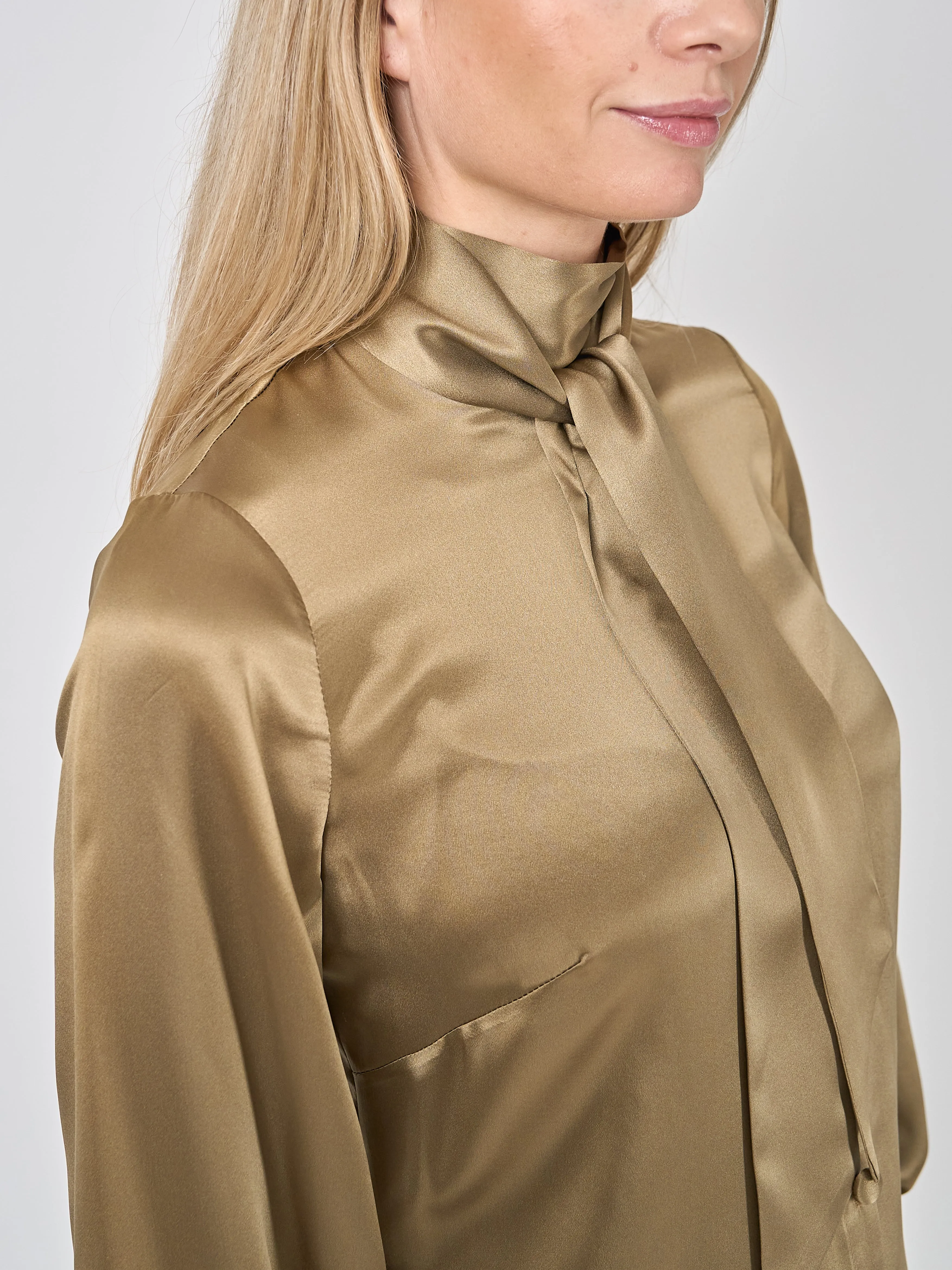 Megan Blouse Hay Gold Silk Crepe Satin