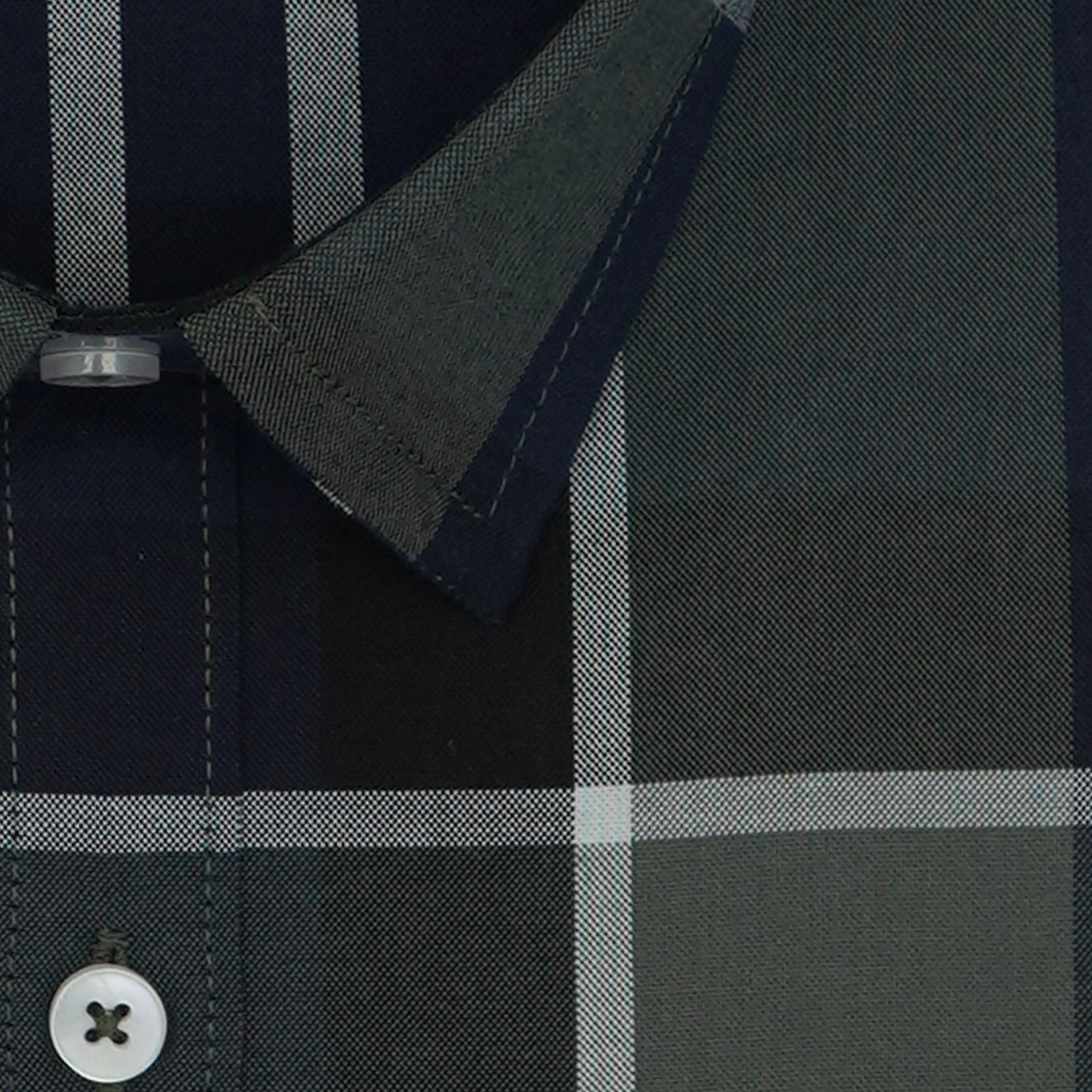 Men's 100% Cotton Plaid Checkered Half Sleeves Shirt (Blue)