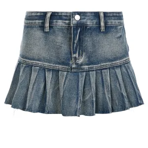 Mia Plated Denim Skirt