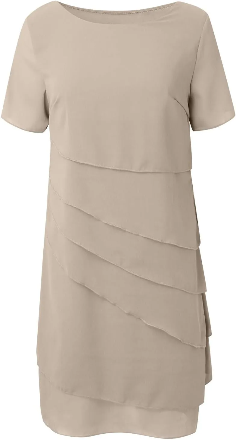Mother of The Bride Dress for Women Elegant Formal Dress Chiffon Flowy Evening Outfit Party Dress Ruffle Flowy Dress