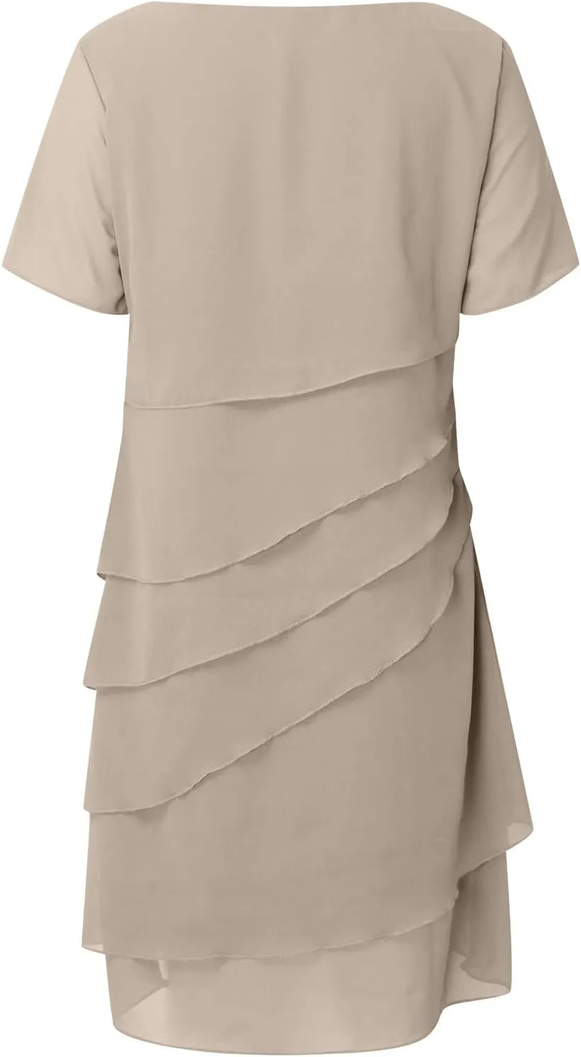 Mother of The Bride Dress for Women Elegant Formal Dress Chiffon Flowy Evening Outfit Party Dress Ruffle Flowy Dress