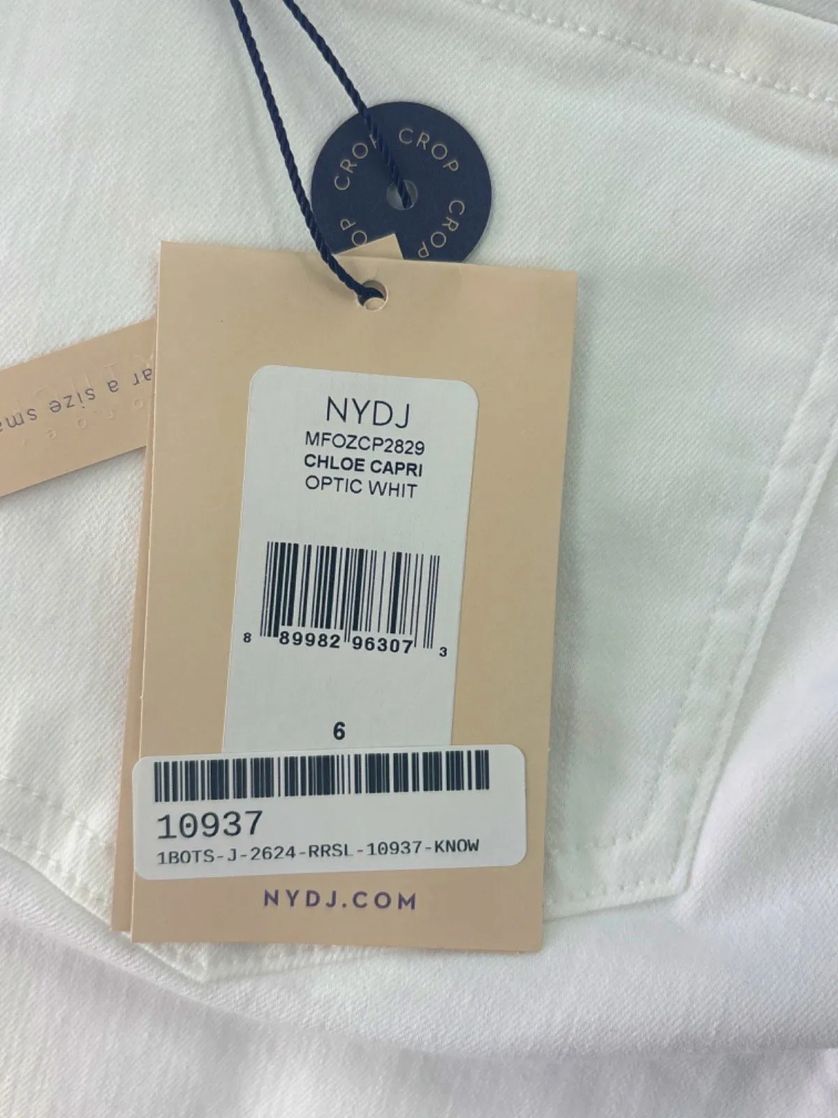 NYDJ Optic White Chloe Capri Jeans UK 10