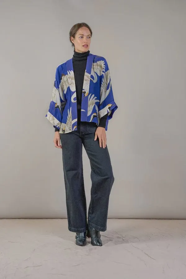 One Hundred Stars Stork Royal Blue Kimono