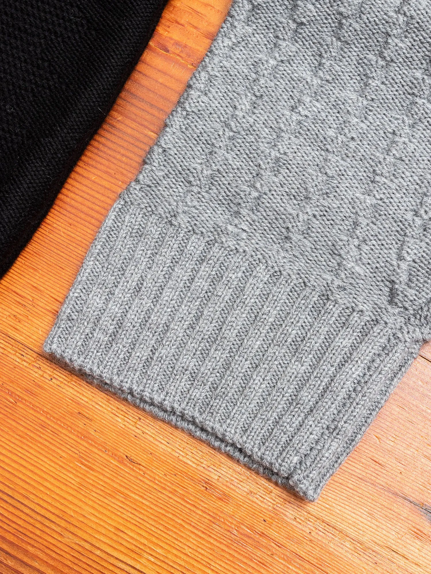 Patchwork Knit Crewneck Sweater in Black