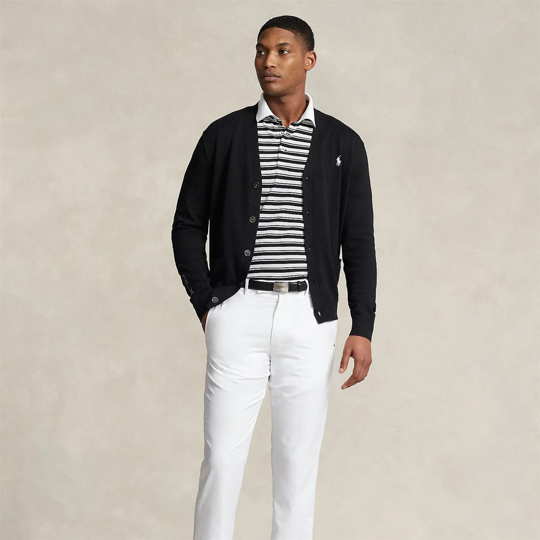 Performance Cotton-Blend Cardigan Polo Black - SS24