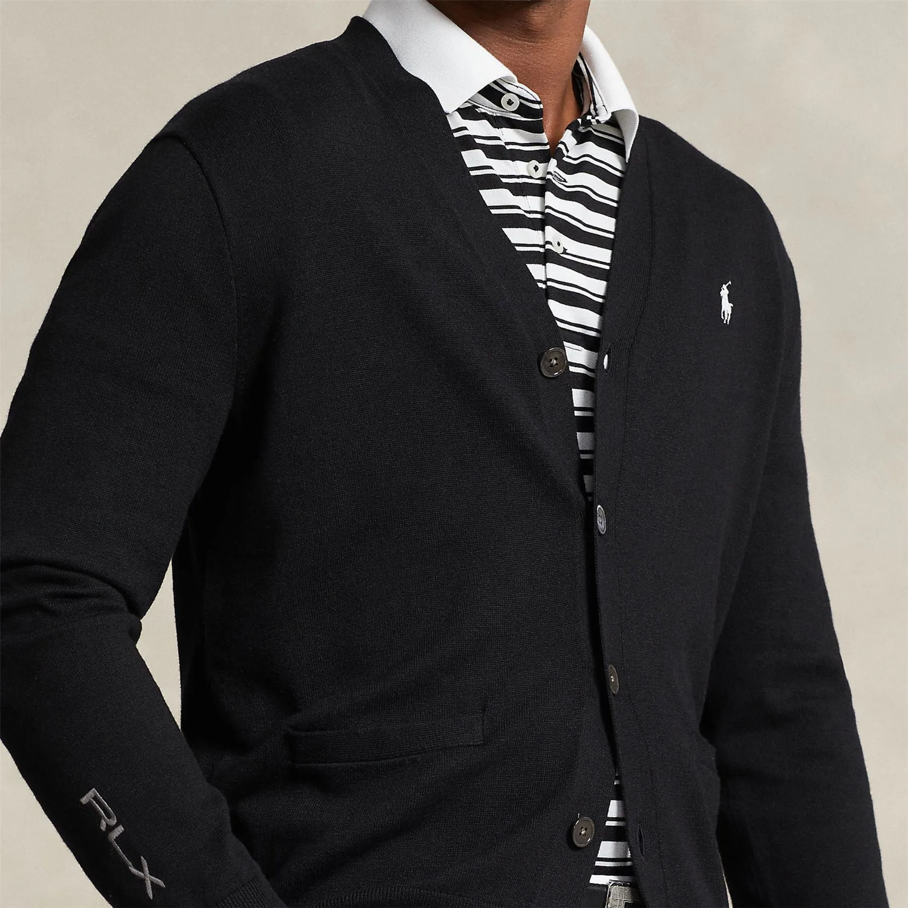 Performance Cotton-Blend Cardigan Polo Black - SS24