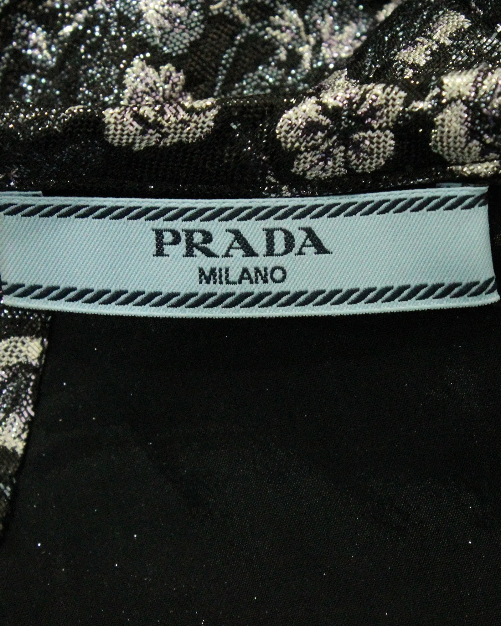 Prada Metallic Floral Halter Top in Black Polyester