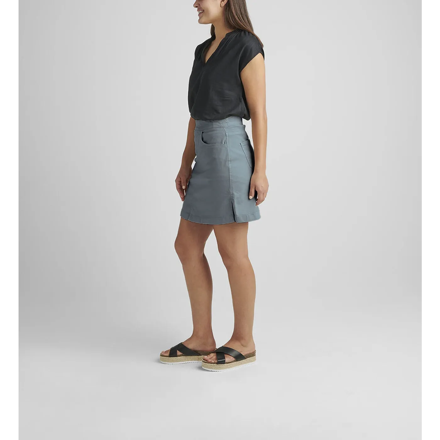 Pull-On Grey Cotton Skirt