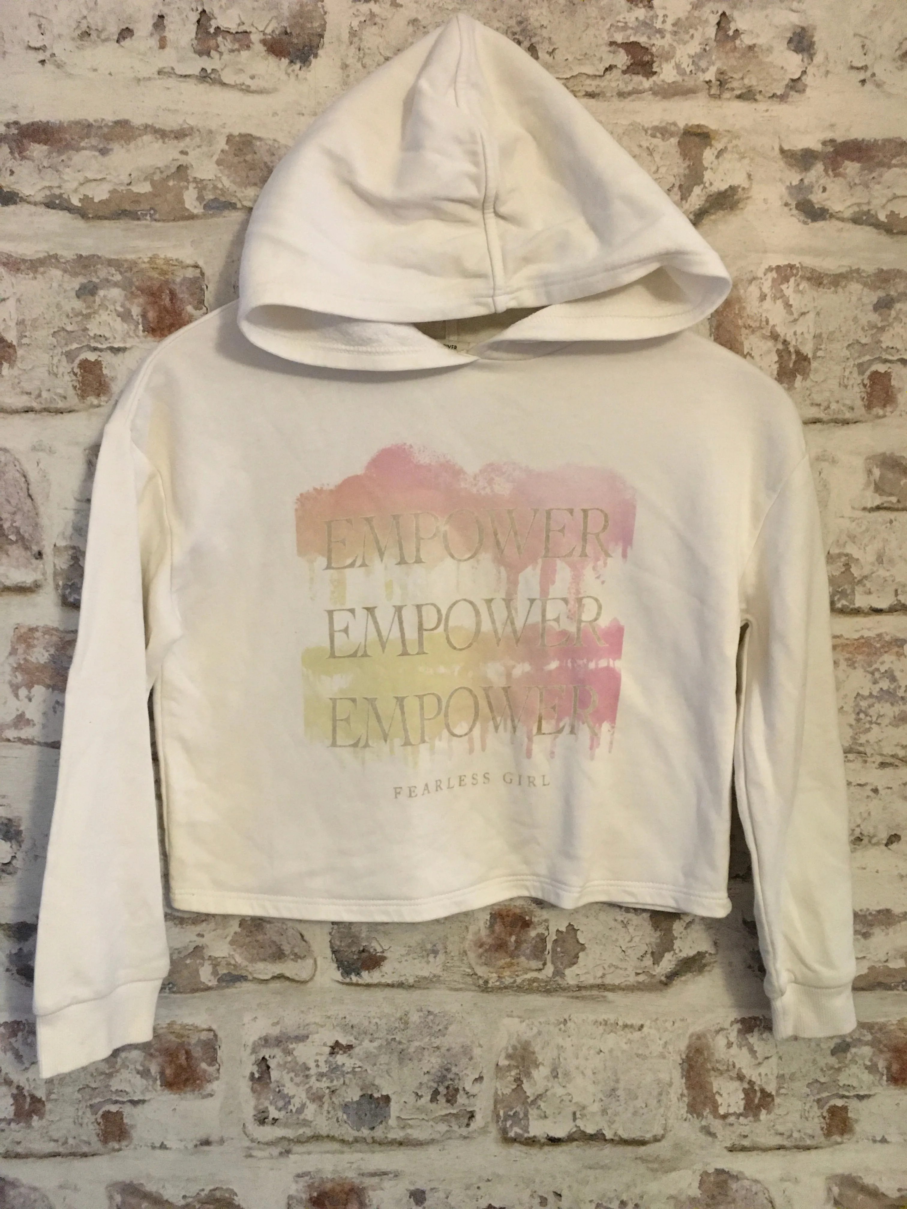 River Island White Thin Empower Slogan Hoodie - Girls 7-8yrs