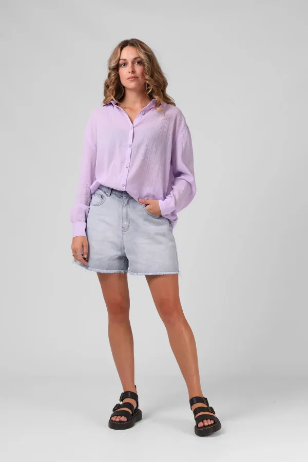 RPM Havana L/S Textured Shirt - PASTEL LILAC