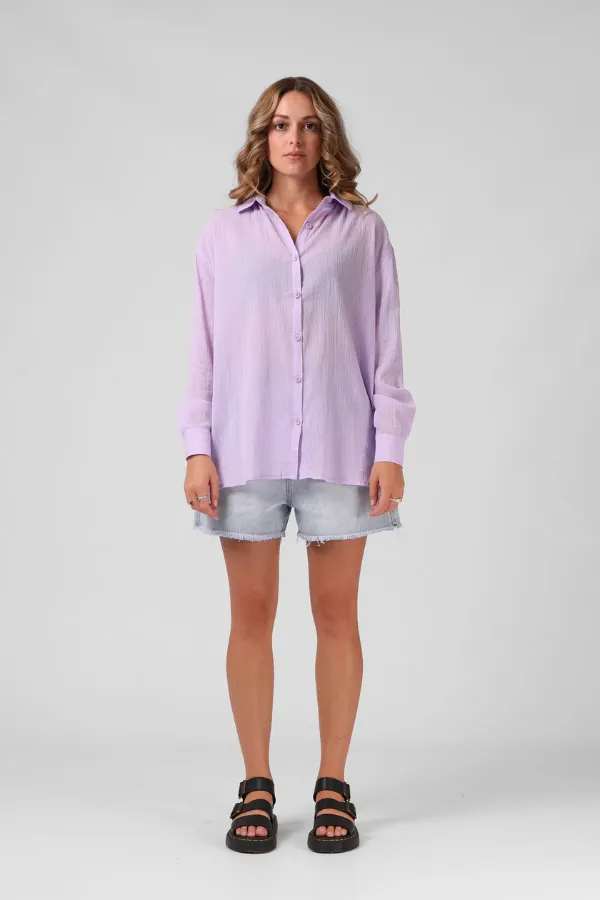 RPM Havana L/S Textured Shirt - PASTEL LILAC