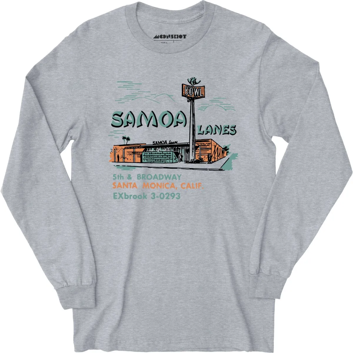 Samoa Lanes - Santa Monica, CA - Vintage Bowling Alley - Long Sleeve T-Shirt