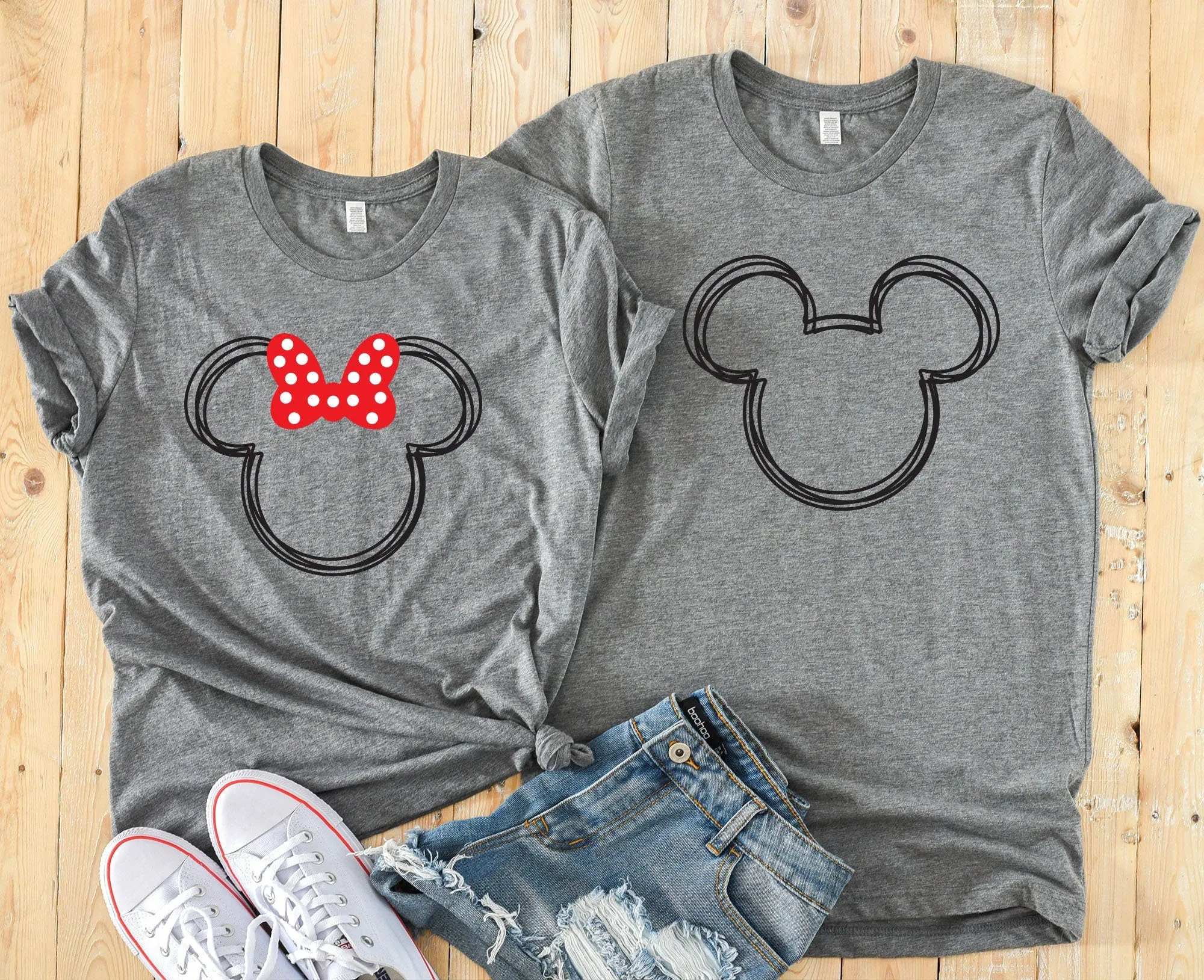 Scribble Minnie and Mickey Shirts - Disney Couples - Matching Shirts
