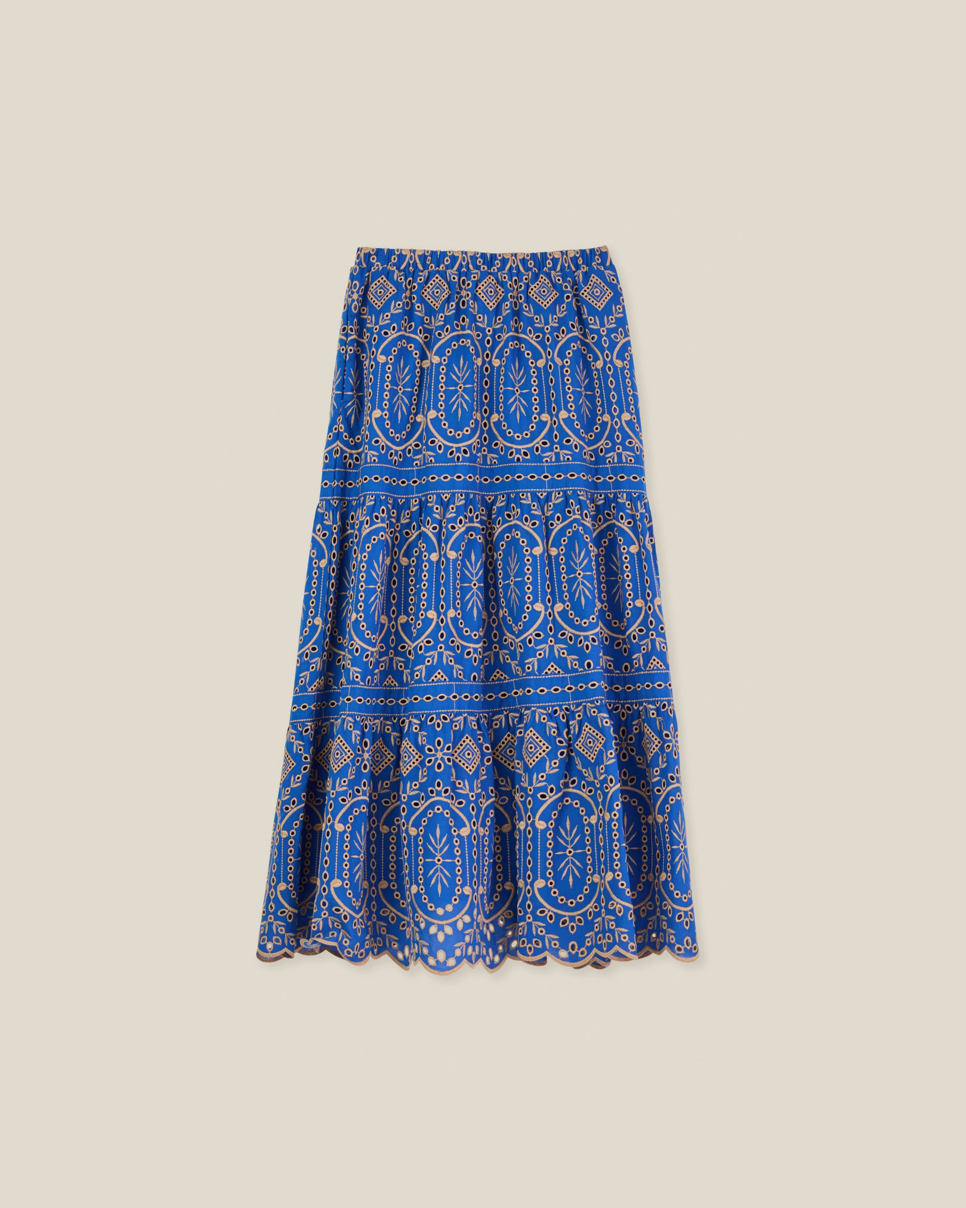 Selena Midi Skirt-Royal Azure Almond