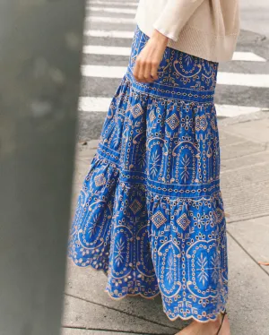 Selena Midi Skirt-Royal Azure Almond