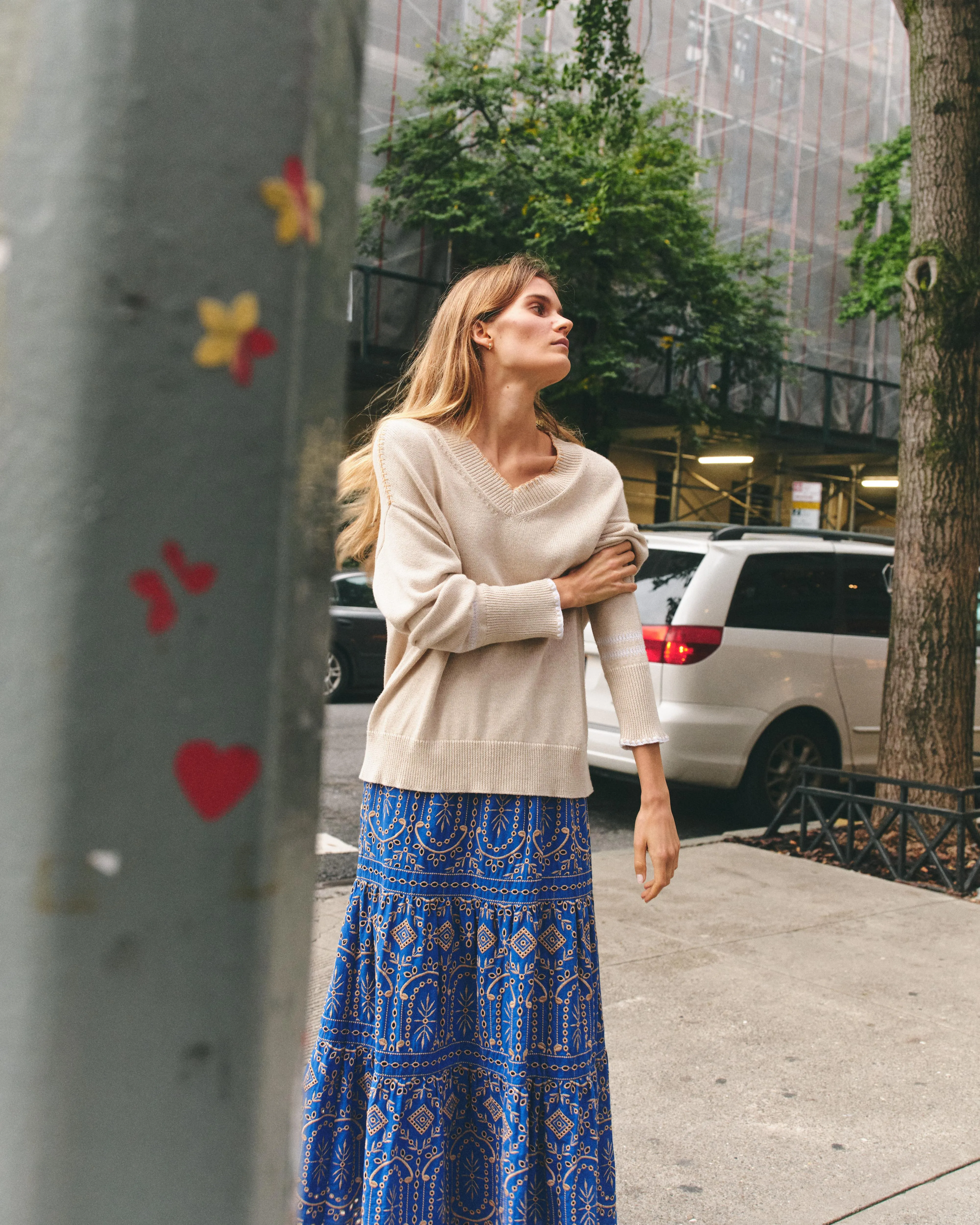 Selena Midi Skirt-Royal Azure Almond