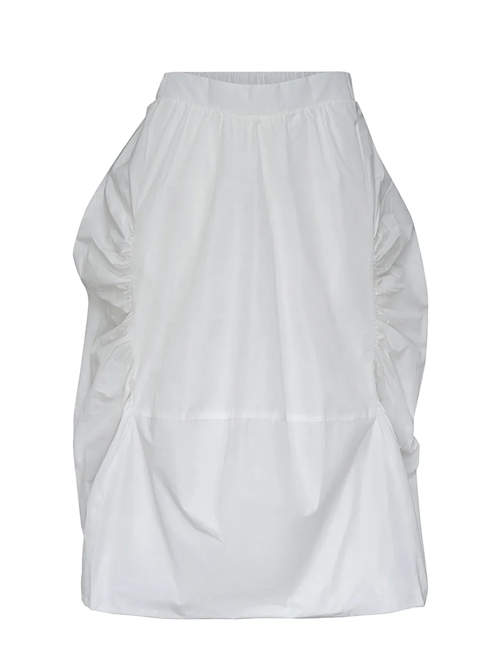 Silky Parachute Bubble Skirt - Fully Lined Polished White