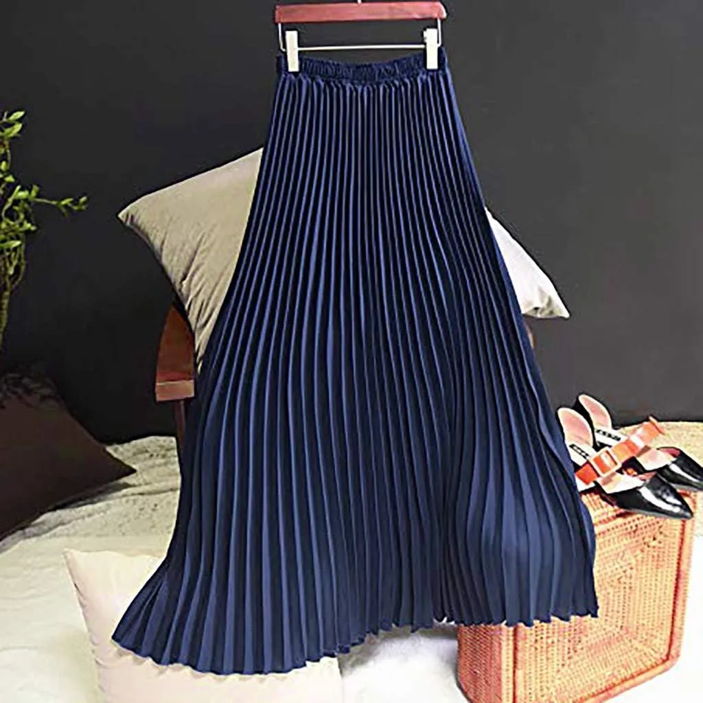 Solid Holiday Skirts for Women A Line High Waisted Dress Color Pleated Rise Summer 2023 Renaissance Skirt Modest Robe