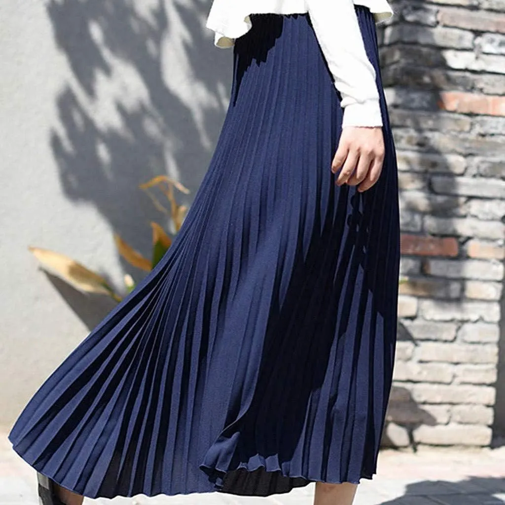 Solid Holiday Skirts for Women A Line High Waisted Dress Color Pleated Rise Summer 2023 Renaissance Skirt Modest Robe