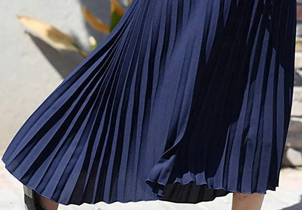Solid Holiday Skirts for Women A Line High Waisted Dress Color Pleated Rise Summer 2023 Renaissance Skirt Modest Robe