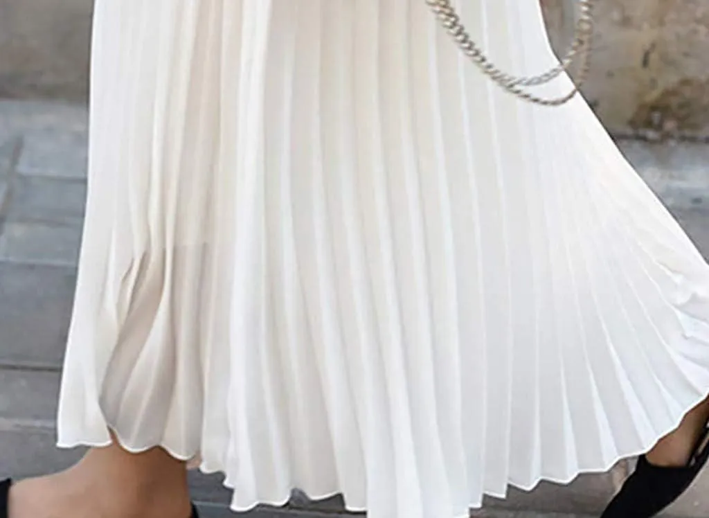 Solid Holiday Skirts for Women A Line High Waisted Dress Color Pleated Rise Summer 2023 Renaissance Skirt Modest Robe