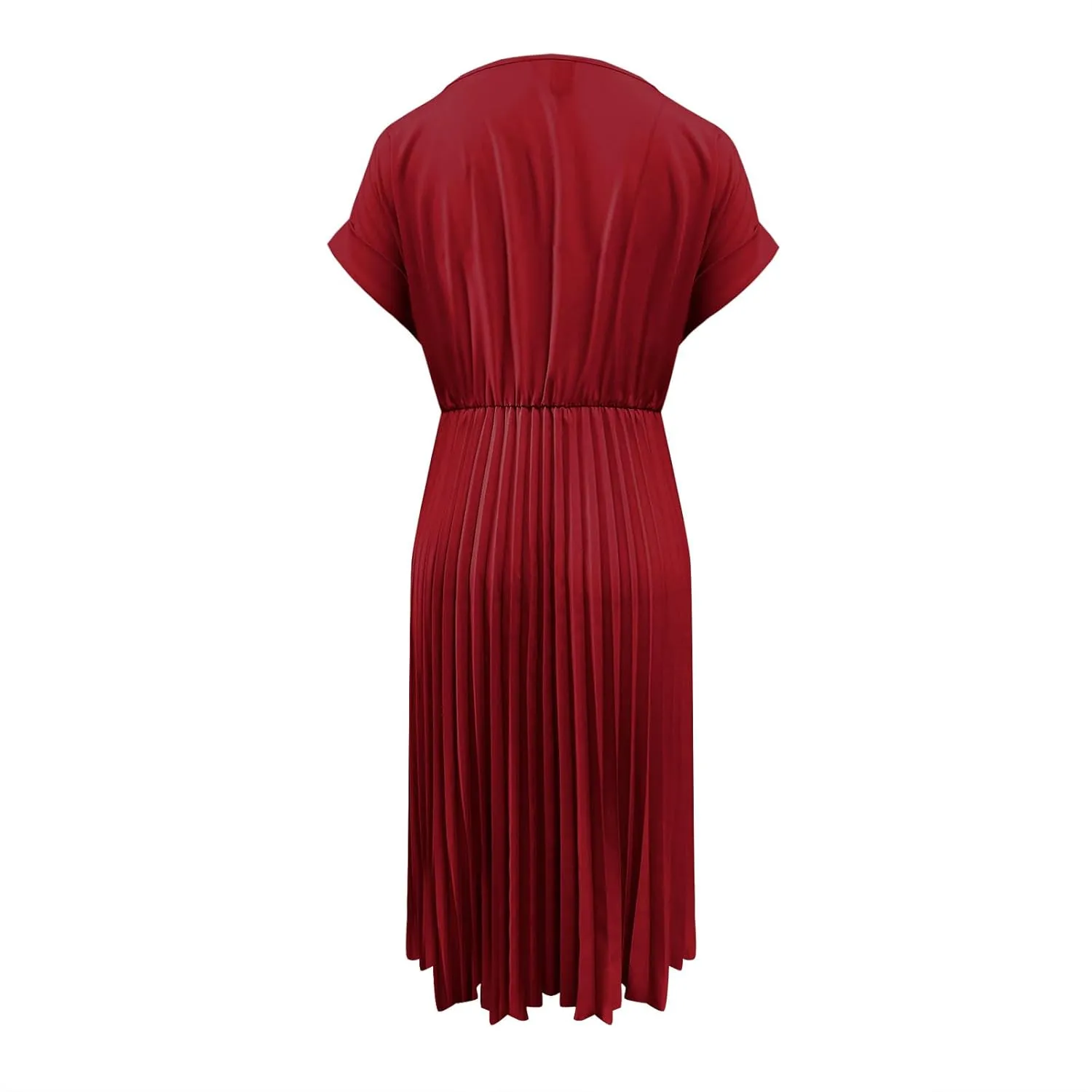 Summer Dresses for Women Dressy Elegant Short Sleeve Pleated Flowy Midi Dress Flowy Beach Party Long Sundress