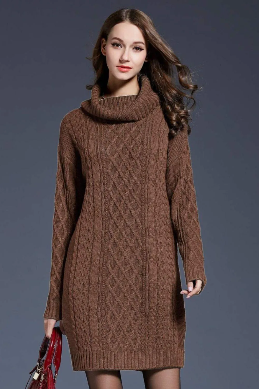 Swanky Soft Cowl Neck Mini Sweater Dress