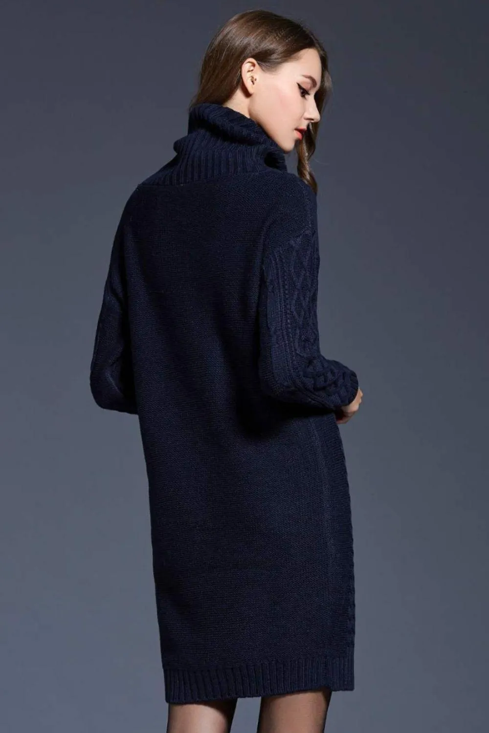 Swanky Soft Cowl Neck Mini Sweater Dress