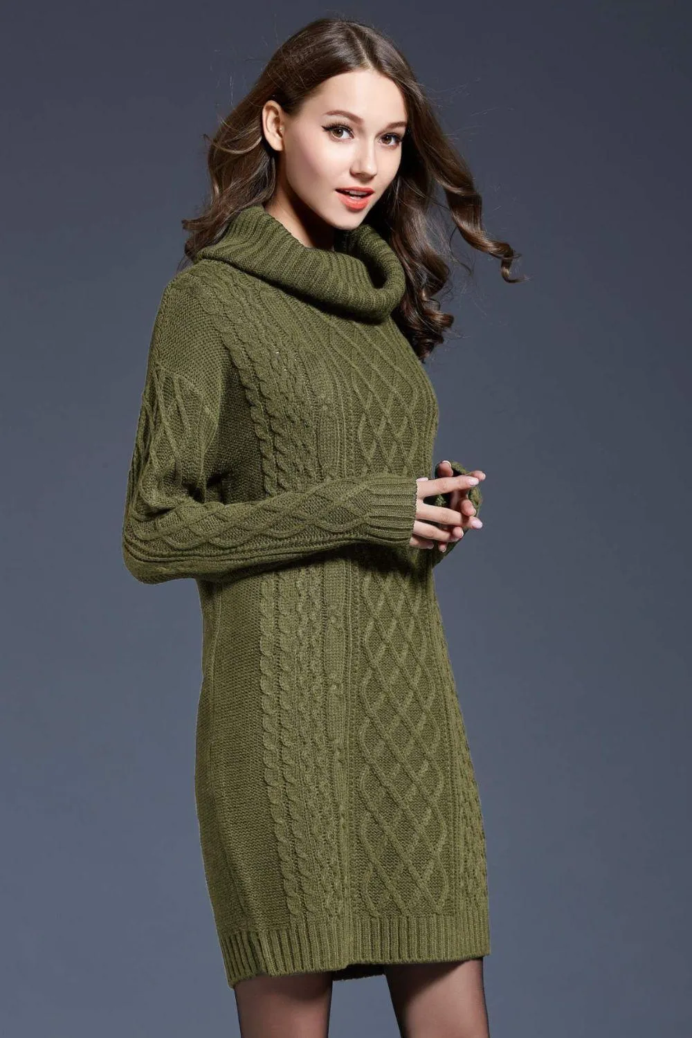 Swanky Soft Cowl Neck Mini Sweater Dress